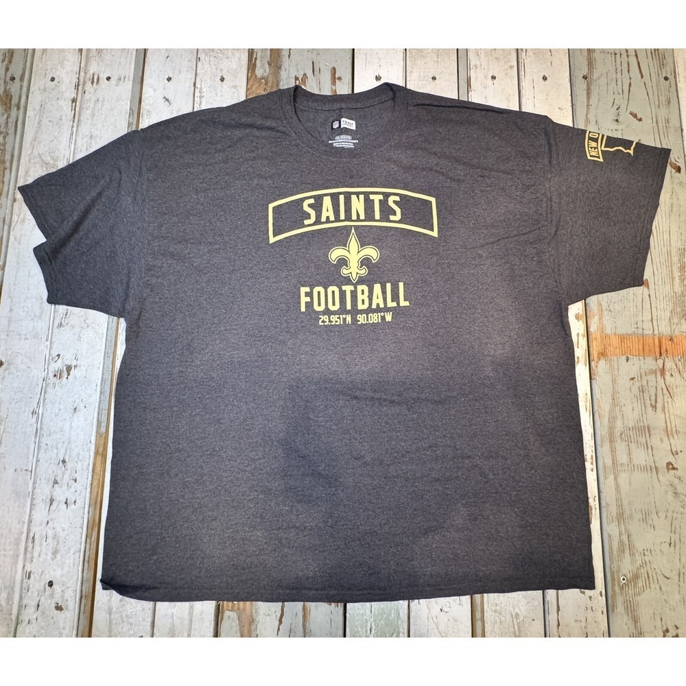 NFL Team Apparel New Orleans Saints Football Charcoal Grey Shirt‎ Men's Size 3XL